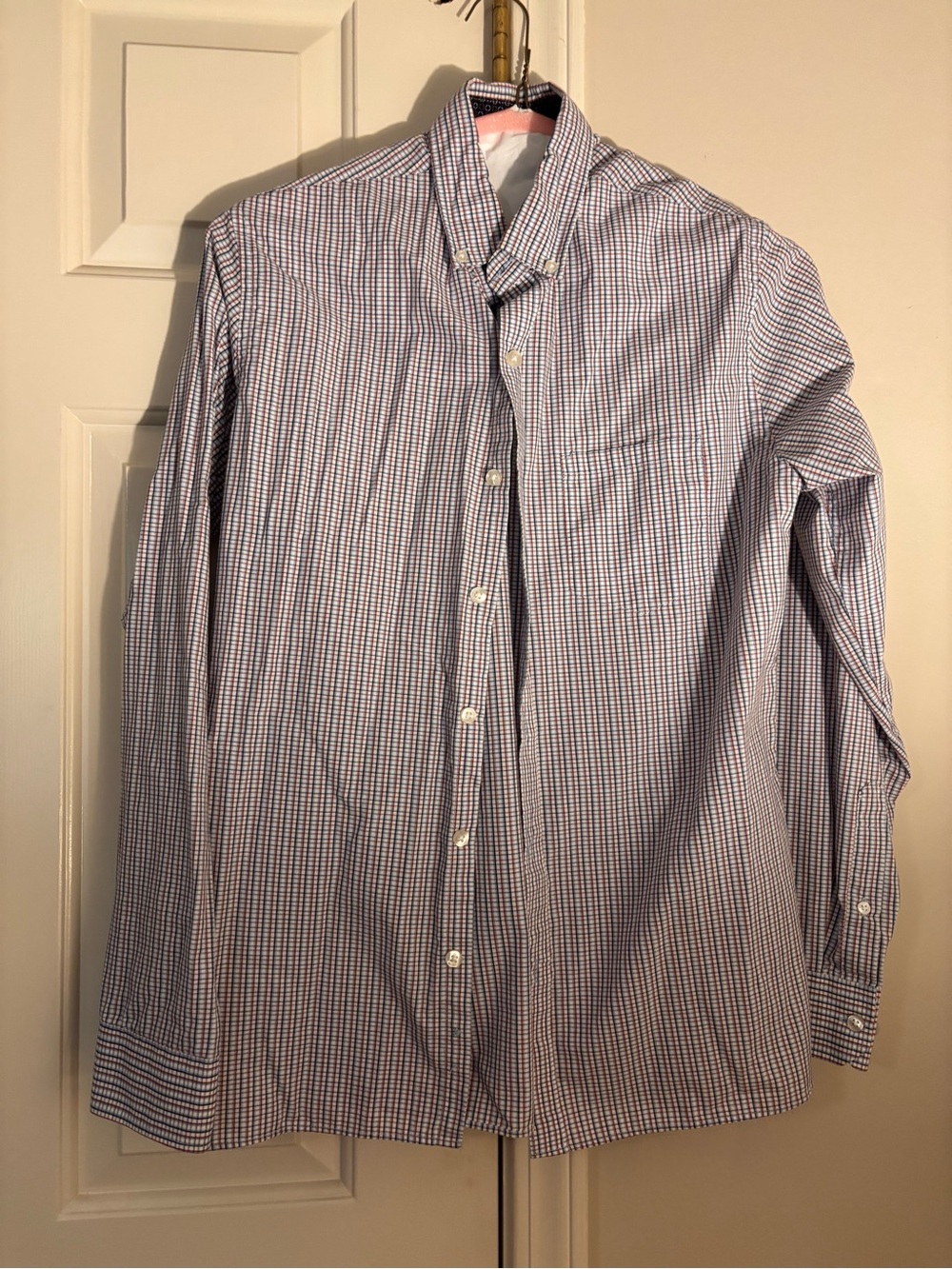 Van Heusen Blue and White Micro-Check Button-Down Shirt